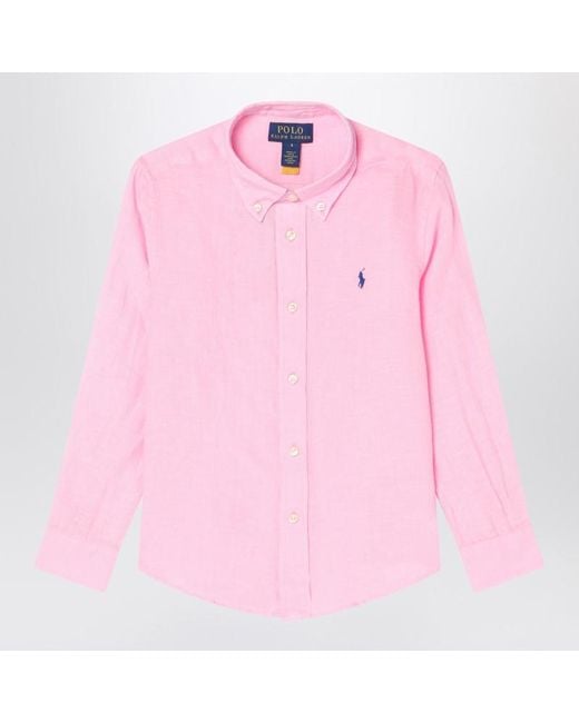 Polo Ralph Lauren Pink Linen Button-Down Shirt for men