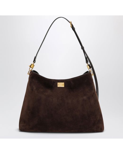 Dolce & Gabbana Brown Vittoria Large Dark Ebony Suede Bag