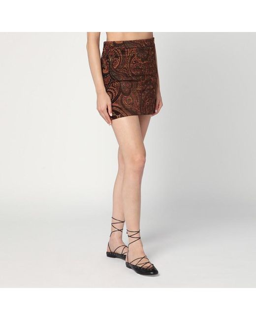 Chloé Brown Mini Skirt With Jacquard Pattern