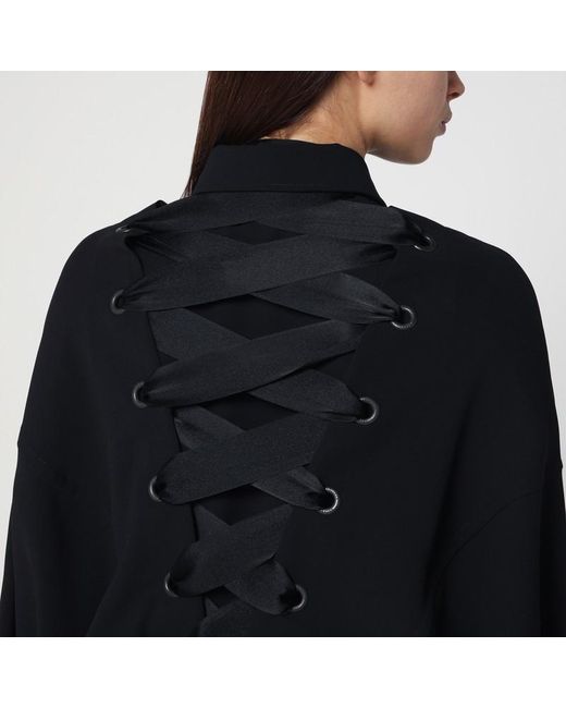 Balenciaga Black Schwarzes Hemdkleid Mit Verflochtenen Bändern