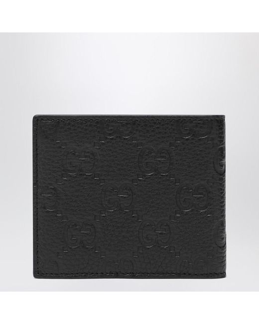 Gucci Schwarze Gg-Leder-Bi-Fold-Geldbörse in Black für Herren