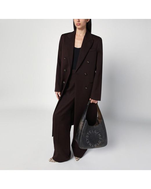 Borsa hobo grande effetto invecchiato con logo di Stella McCartney in Black