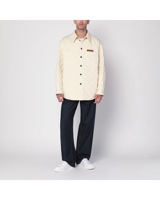 Bottega Veneta Natural Quilted Jacket With Intrecciato Detail for men