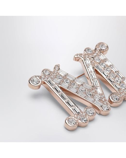 Max Mara White Monogram Brooch With Micro Crystals