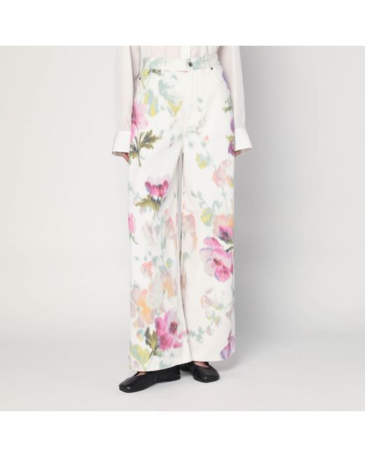 Loewe Pink Jeans With Floral Digital Print