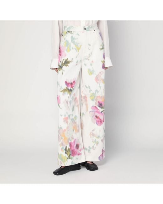 Loewe Pink Jeans With Floral Digital Print