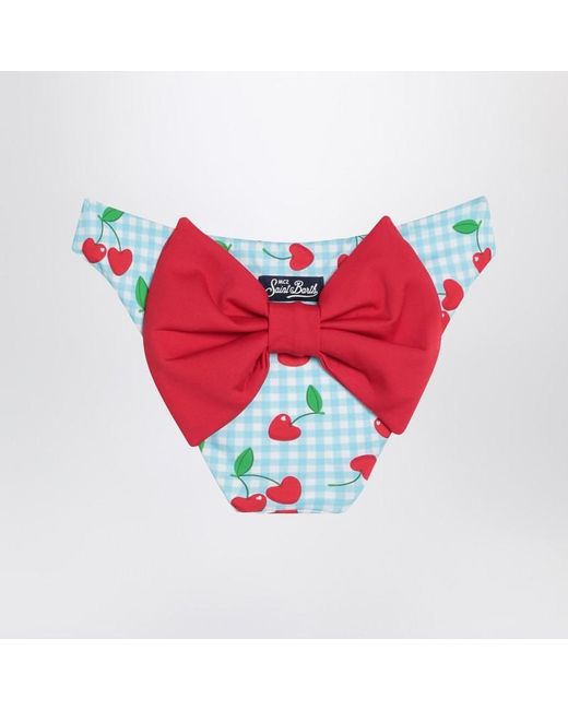 Mc2 Saint Barth White Madame Slip With Vichy And Cherries Pattern