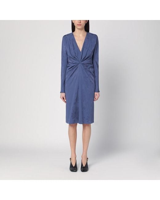 Etro Blue Jacquard-Effect Dress