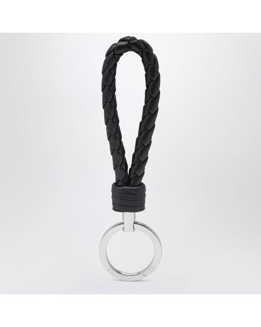 Bottega Veneta White Intrecciato Leather Key Ring