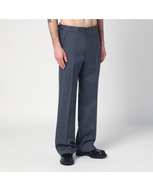 Prada Blue Mohair And Silk Straight Pants for men