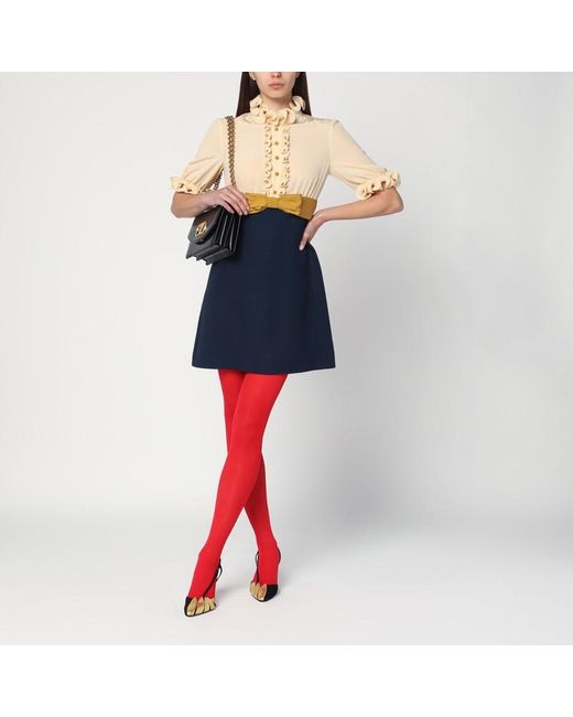 Valentino Blue Mini Dress With Ruffles And Bow