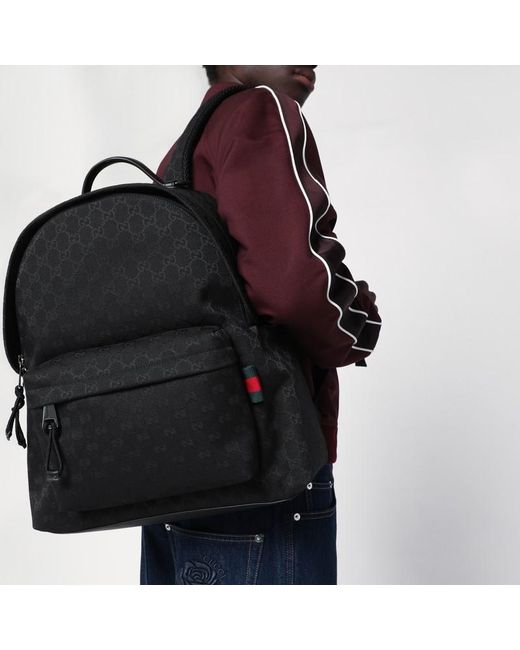 Zaino medio gg con etichetta web di Gucci in Black da Uomo