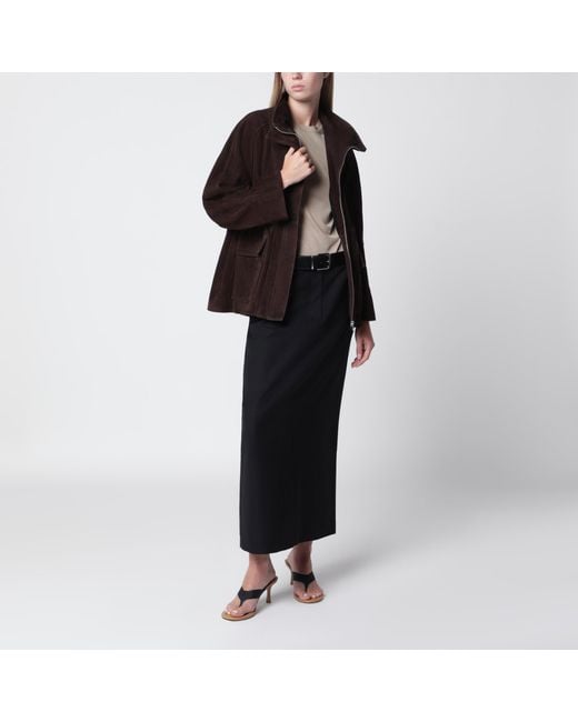 Nour Hammour Black Mocha Quai Fluid Suede Jacket