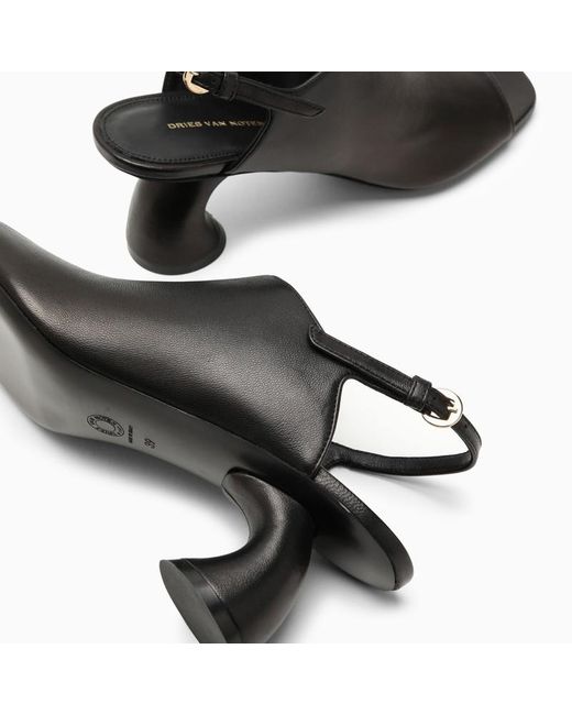 Sandalo in pelle con tacco di Dries Van Noten in Black