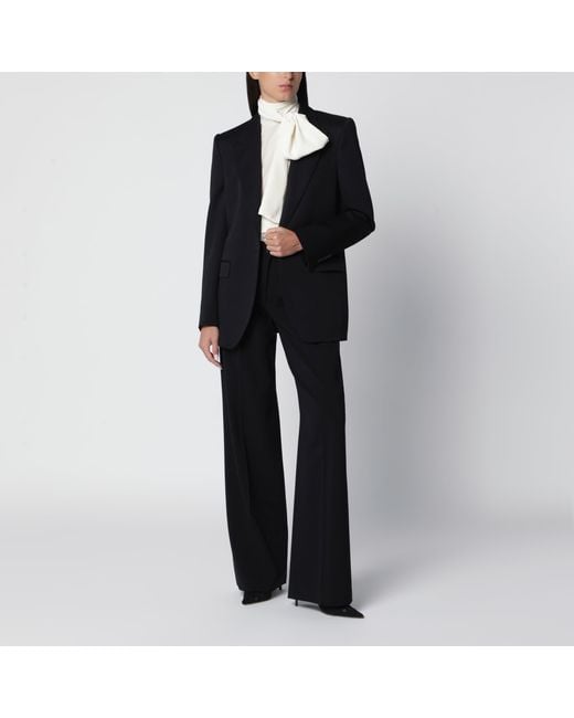 Dolce & Gabbana Black Double Pinch Virgin Wool Trousers