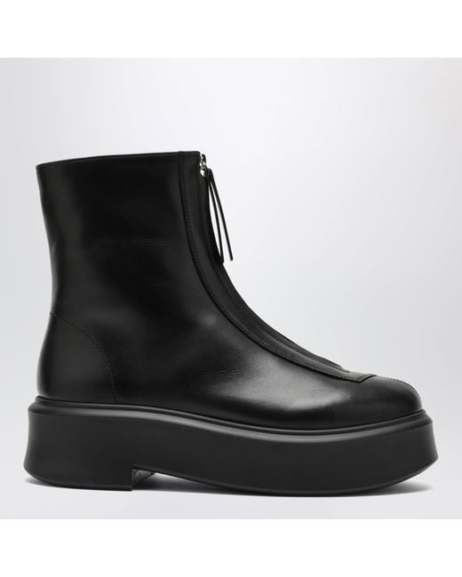 The Row Black Zipped Boot I Leather Boot