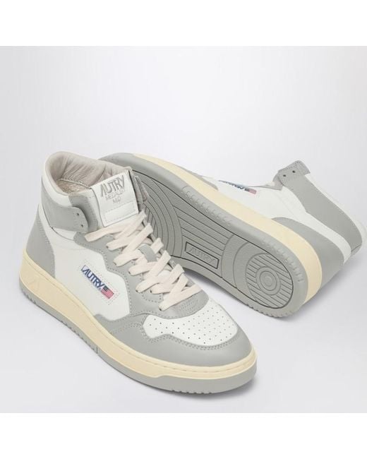 Sneaker medalist mid in pelle bianca/grigia di Autry in White