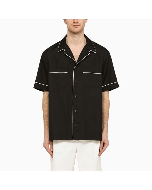 Valentino Black Silk Bowling Shirt for men