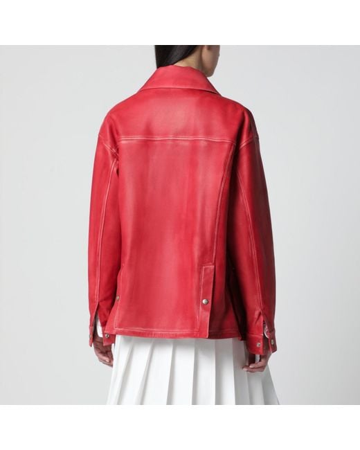 Halfboy Red Leather Parka