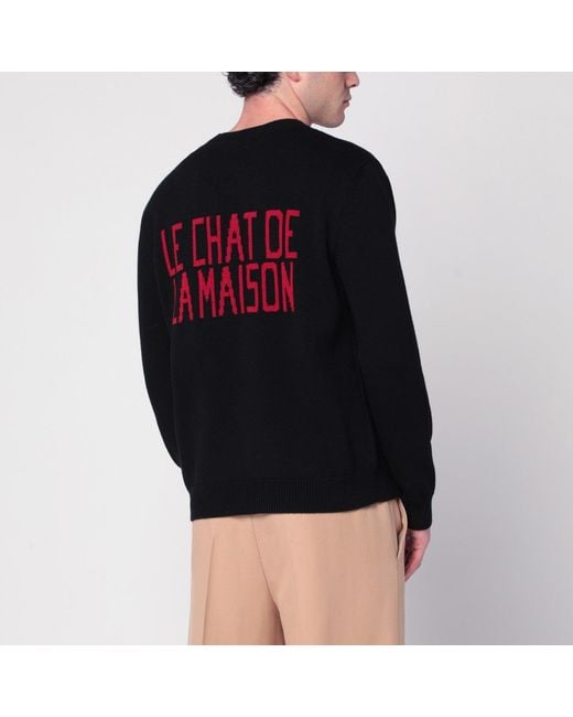 Valentino Black Sweater With Le Chat De La Maison Patch for men