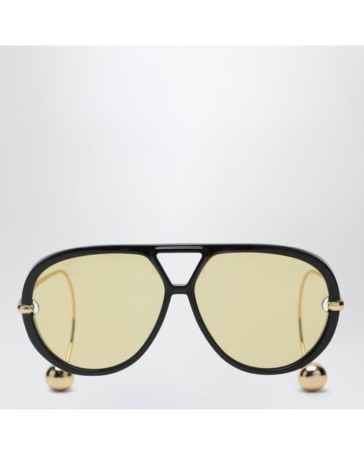 Bottega Veneta Black Aviator Drop Sunglasses