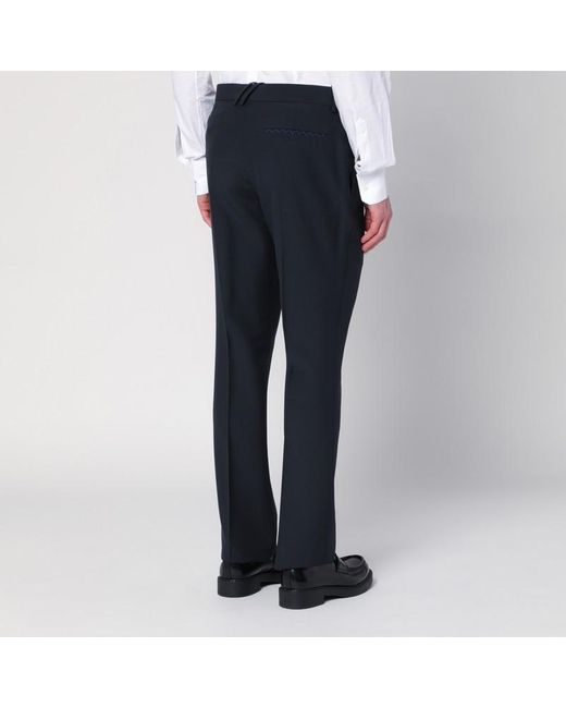 Pantalone classico navy in misto lana di Burberry in Blue da Uomo