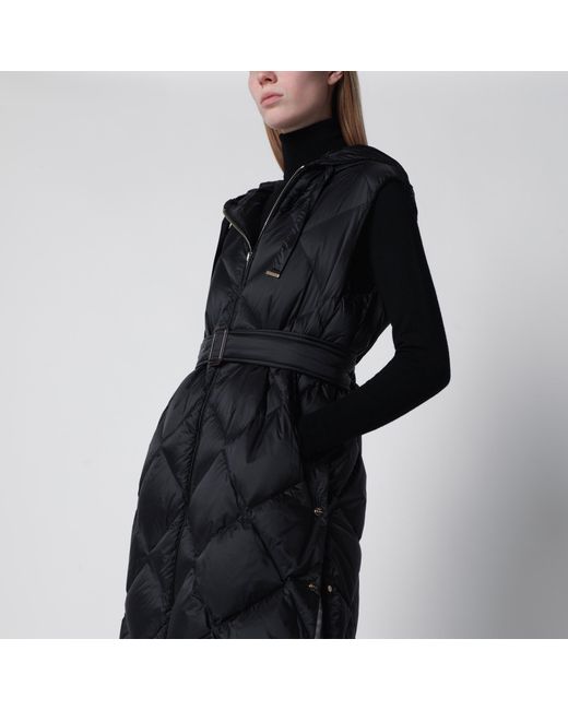 Max Mara Black Belted Sleeveless Down Jacket