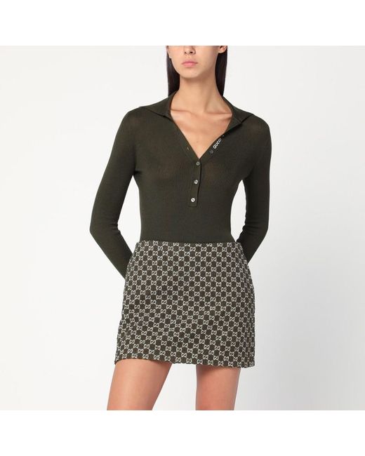 Forest Web Cashmere Polo-Donna di Gucci in Black
