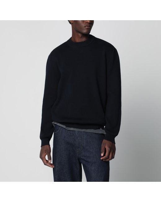 Golden Goose Deluxe Brand Black Dark Cotton-Blend Sweater With Distressed Effect for men