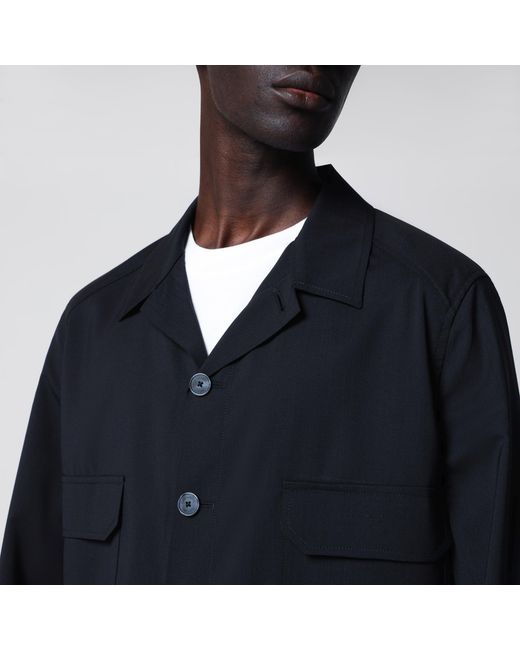Santaniello Blue Wool-Blend Overshirt Jacket for men