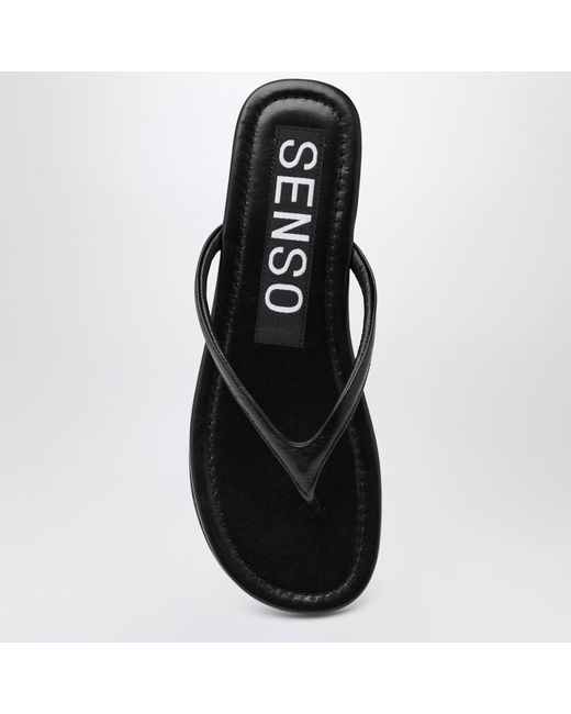 Senso Black Ebony Leather Nora Slides