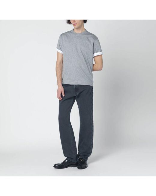 Prada Wendbares T-Shirt Aus Weißer/Grauer Baumwolle in White für Herren