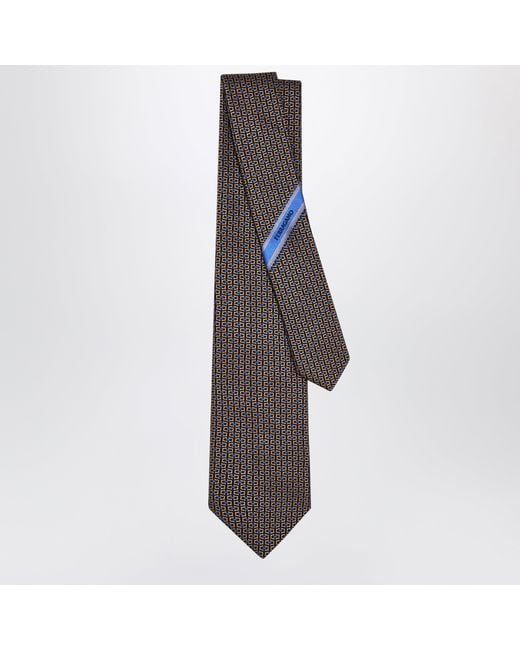 Ferragamo Black Gancini Jacquard Tie for men