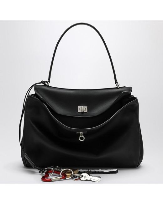 Balenciaga Black Schwarze Tasche Aus Glattem Kalbsleder Medium Rodeo