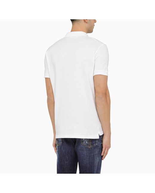 DSquared² White Short Sleeved Polo Shirt With Logo Embroidery for men