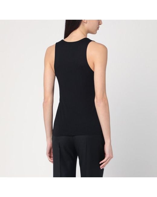 Loulou de Saison Black Tank Top In Wool Blend