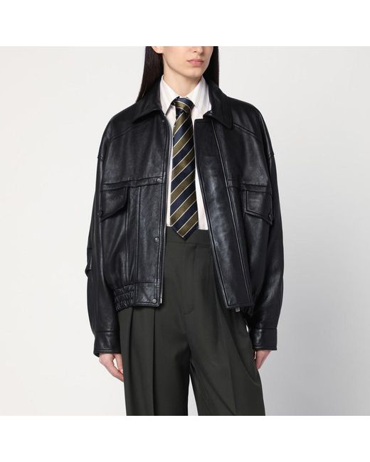 Bomber in pelle di Saint Laurent in Black