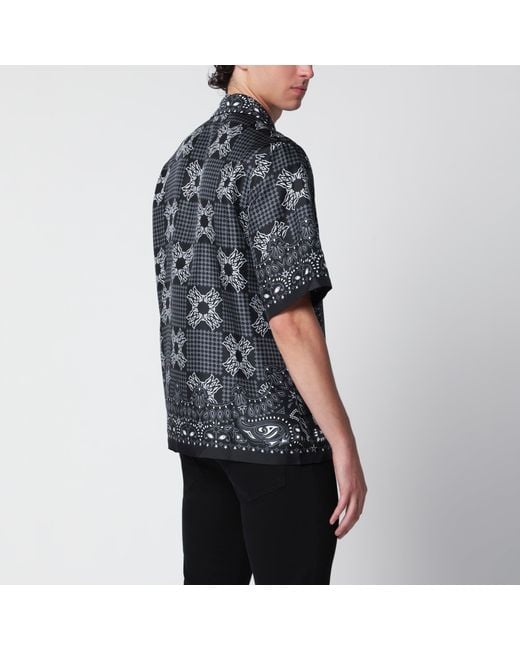 Amiri Black Ma Check Camp Checked Silk Camp Shirt for men