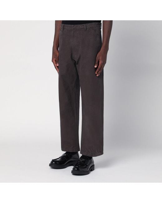 Prada Black Vintage-Effect Cotton Trousers for men