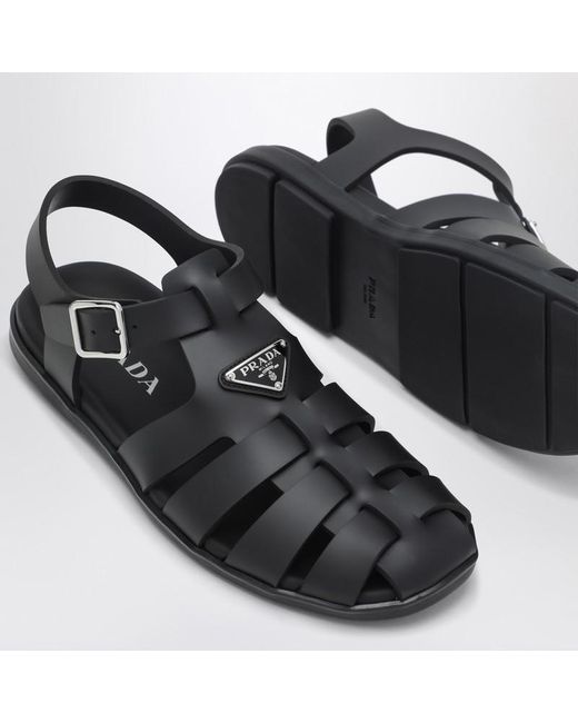 Prada Black Rubber Cage Sandal for men