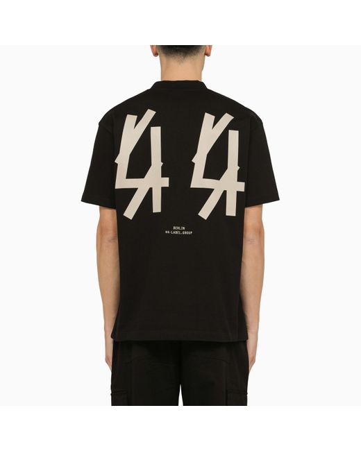 44 Label Group Black Printed Crew-neck T-shirt for men