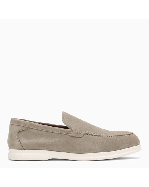 Doucal's Gray Light Grey Suede Moccasin for men