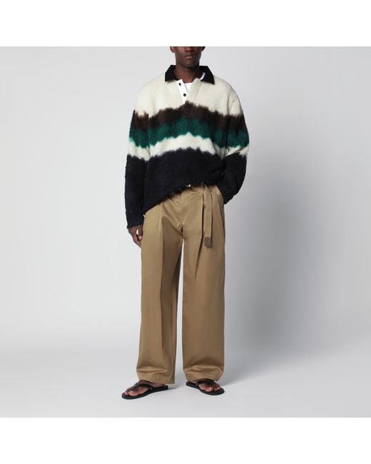 Sacai Black Multicolour Gradient Striped Polo Sweater for men