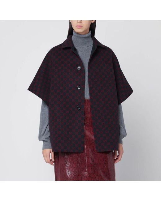 Gucci Blue Reversible Coat With Gg Pattern