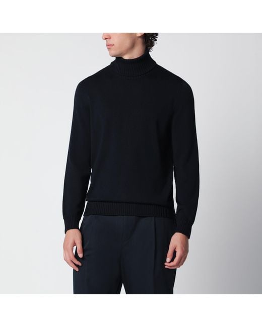 Drumohr Black Wool Turtleneck Sweater for men