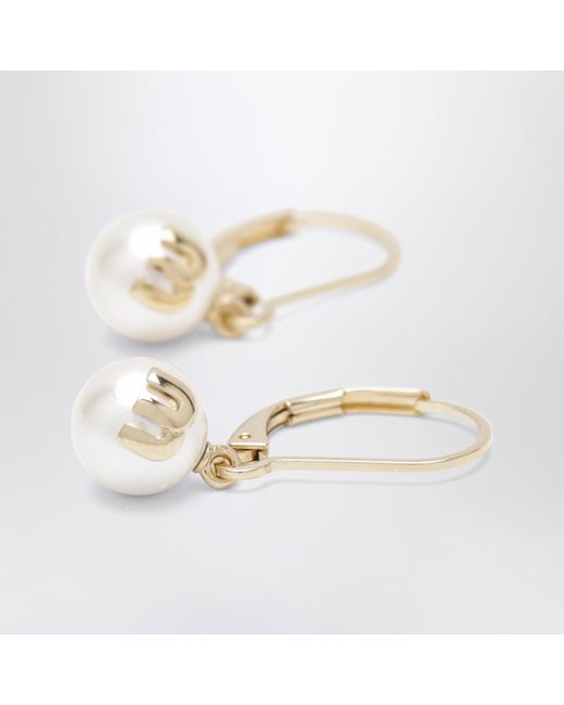 Miu Miu White Brass Drop Earrings