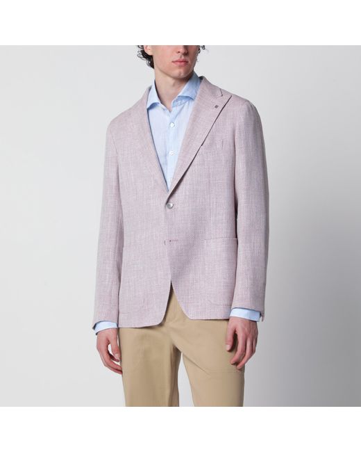 Tagliatore Purple Single-Breasted Herringbone Jacket Lilac for men