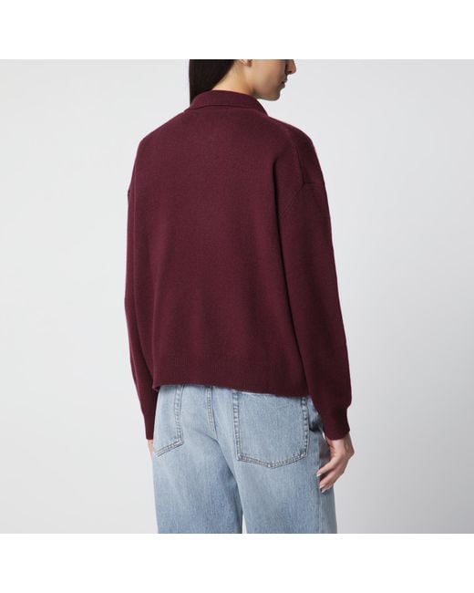 Anine Bing Red Cashmere Polo Sweater