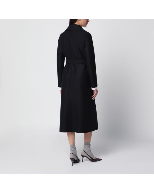 Harris Wharf London Black Wool Wrap Mini Coat