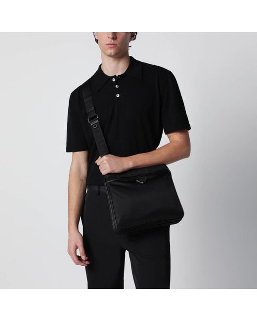 Prada Black Re-Nylon Messenger Handbag for men